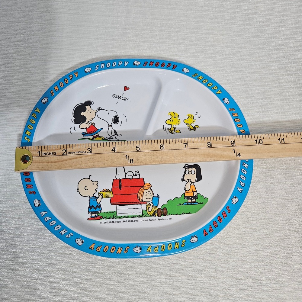 Vintage Peanuts Snoopy Melamine Divided Plate PECO Charlie Brown Woodstock - Picture 4 of 5